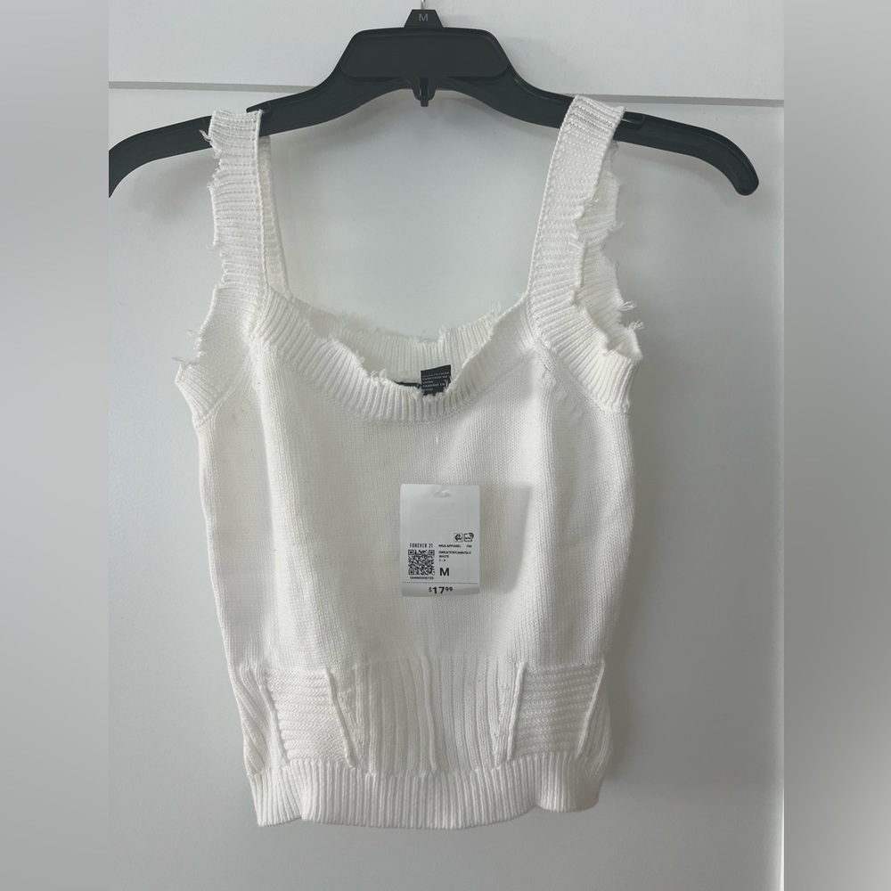 NWT FOREVER21 WHITE SWEATER CAMI CROP TOP